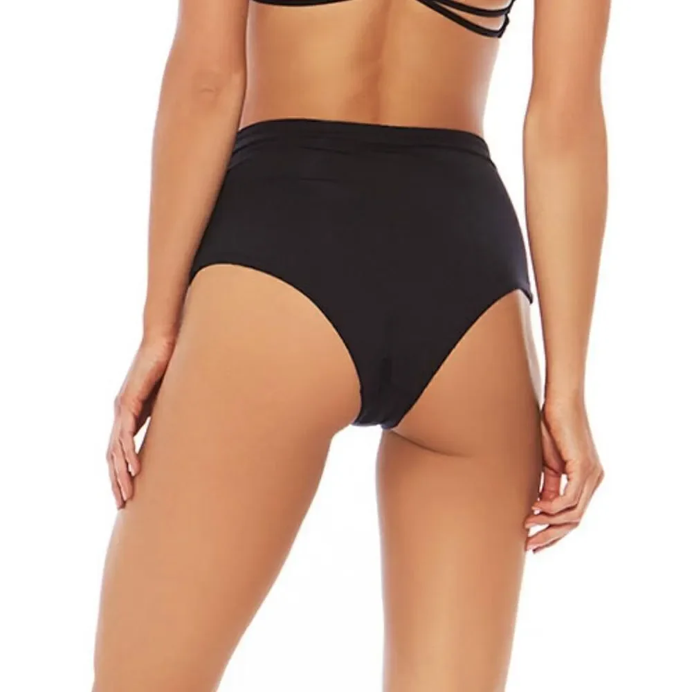 L*SPACE BLACK PORTIA HIGH WAIST BITSY CUT BIKINI.